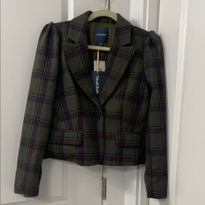 Nordstrom Green Plaid Blazer CROP